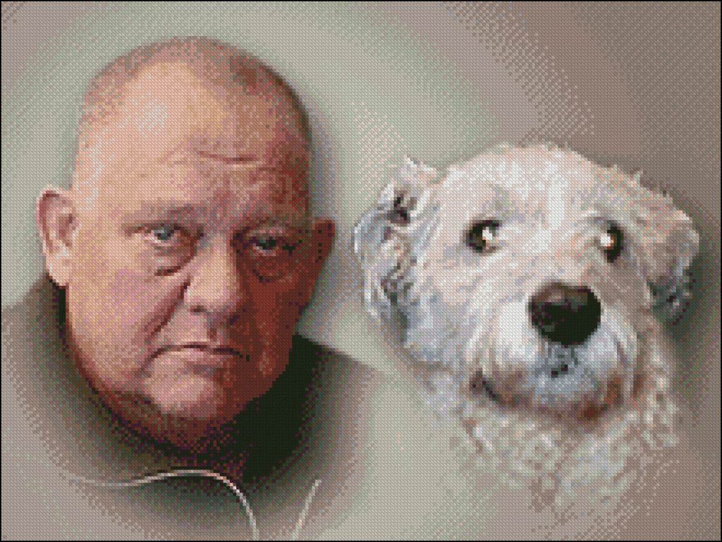 Portret man en hond patroon
