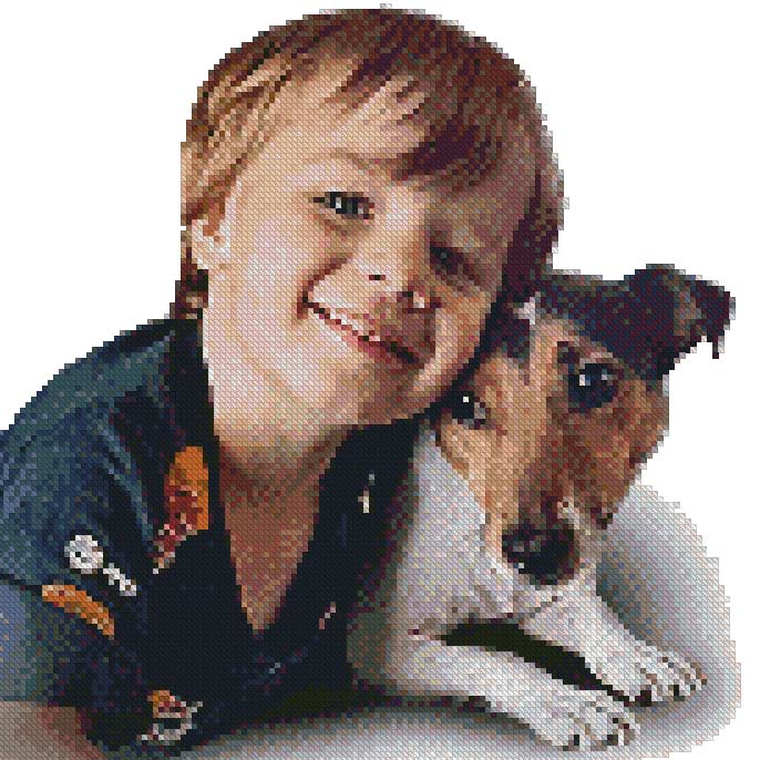 Portret kind en hond def patroon